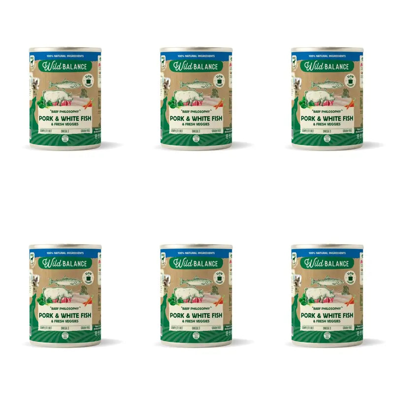 Wild Balance – konzerva s hake podľa filozofie BARF pre psov, 400 g, balenie po 6 kusoch