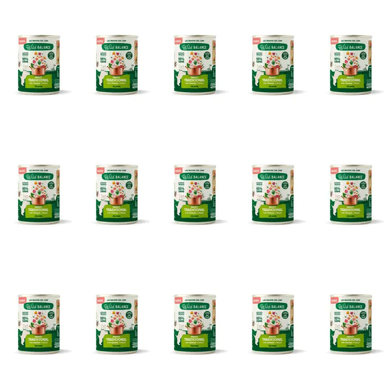 Wild Balance – plechovka tradičného ragú s teľacím mäsom, kuracím mäsom a zeleninou pre psov, 400 g, balenie po 15 kusoch