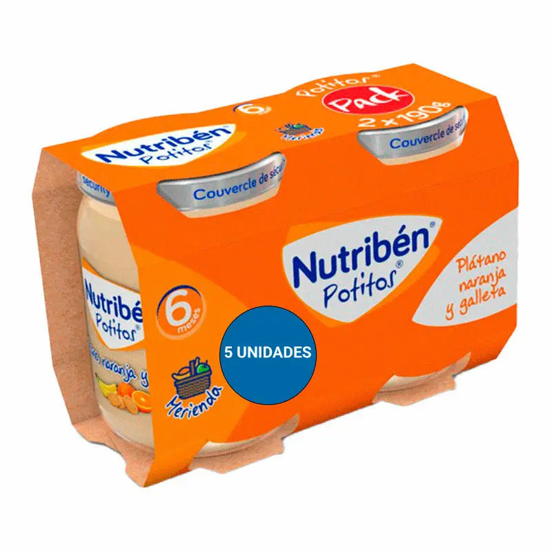 Nutriben Pack Pot – desiata s banánom, pomarančom a sušienkou, 5 × 2 × 190 g