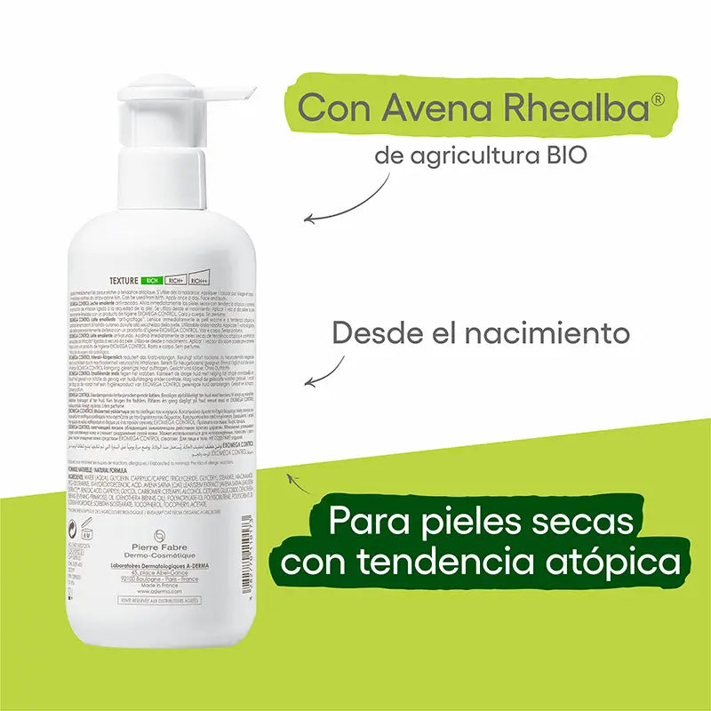 A-Derma Exomega Control Zjemňujúce telové mlieko 400 ml