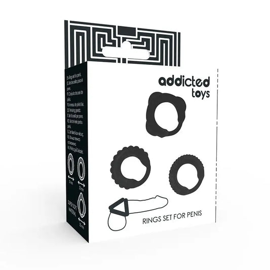 Addicted Toys Set of 3 Black Penis Rings