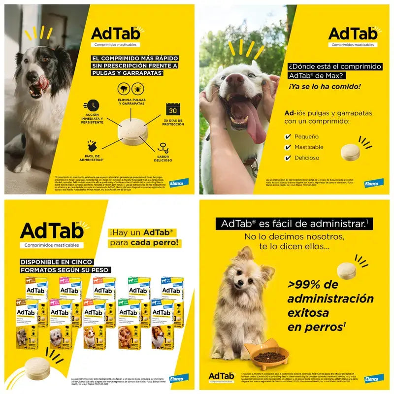 AdTab 450 mg žuvacie tablety pre psov s hmotnosťou 11–22 kg, balenie po 3 ks
