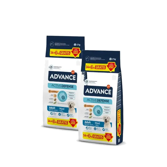Advance Adult Maxi – krmivo pre veľké psy s kuracím mäsom, balenie 2 x 14+3 kg
