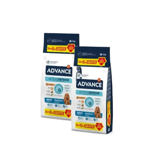 Advance Adult Medium – krmivo pre stredne veľké psy s kuracím mäsom, balenie 2 x 14+3 kg
