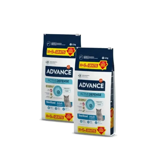 Advance Adult Sterilized – krmivo pre sterilizované mačky s morčacím mäsom, balenie 2 x 10+2 kg