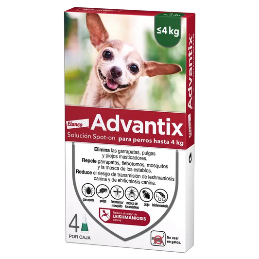 Advantix – pipety proti parazitom pre psov do 4 kg, 4 ks × 0,4 ml