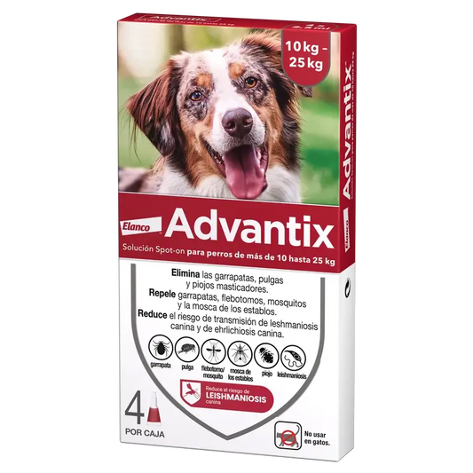 Advantix – pipety proti parazitom pre psov s hmotnosťou od 10 do 25 kg, 4 kusy po 2,5 ml