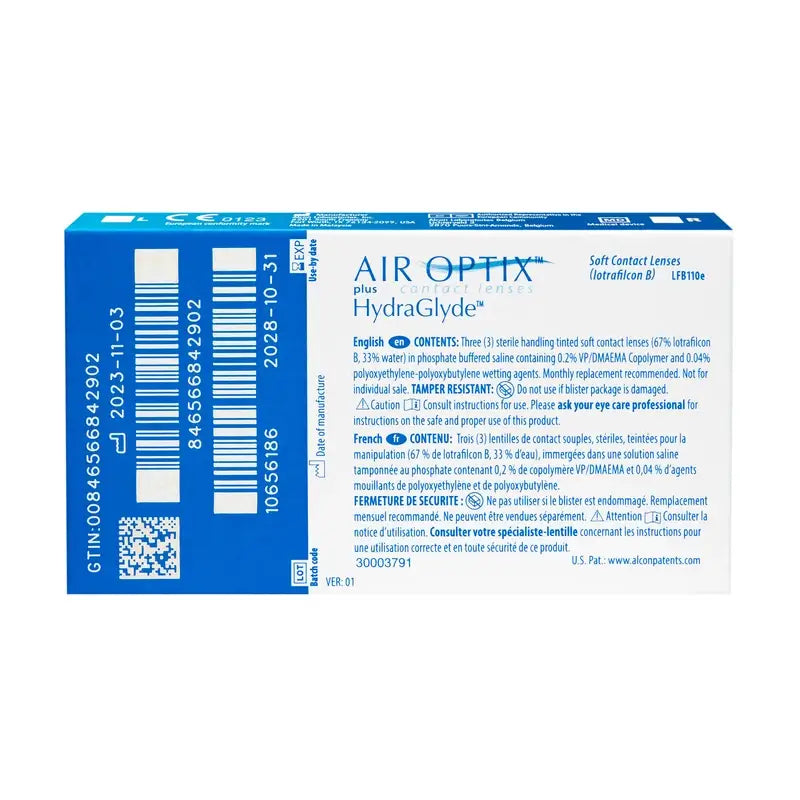 Air Optix Plus Hydraglade – mesačné sférické kontaktné šošovky, 3 ks