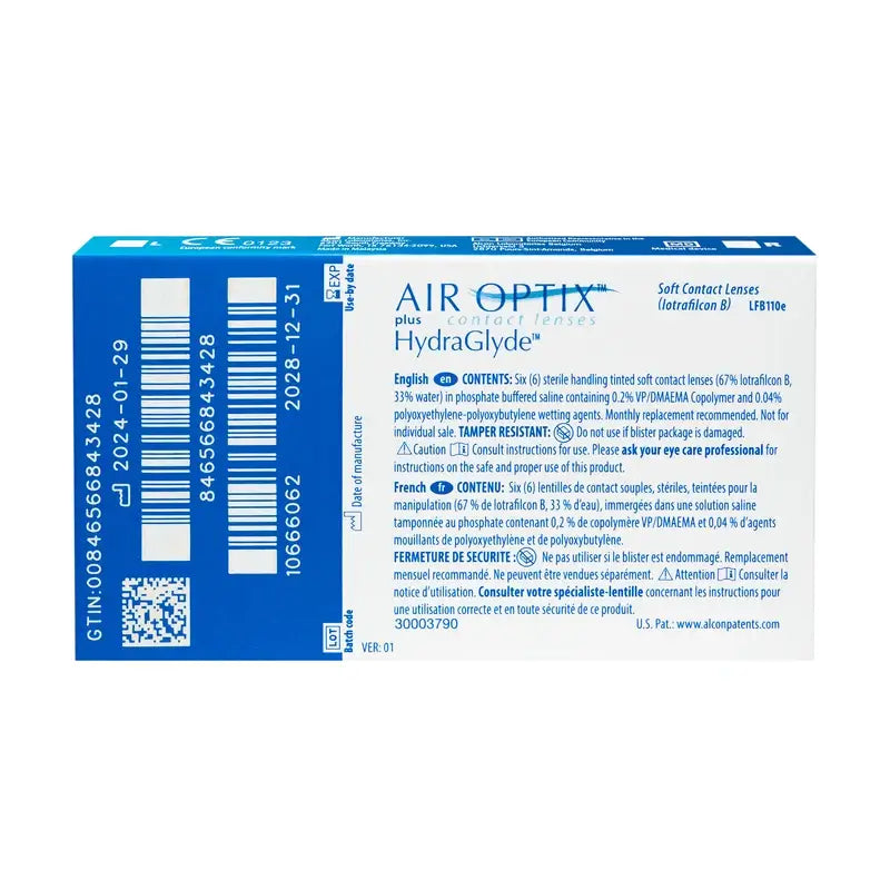 Air Optix Plus Hydraglade – mesačné sférické kontaktné šošovky, 6 ks
