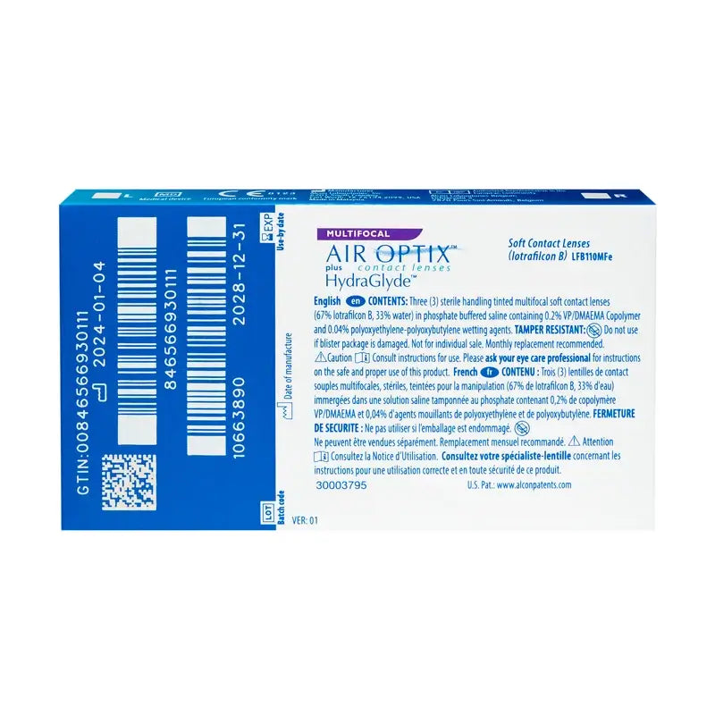 Air Optix Plus HydraGlyde mesačné multifokálne kontaktné šošovky, 3 kusy