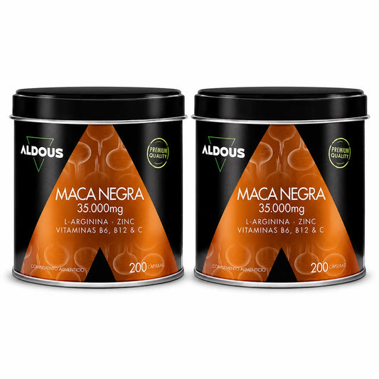 Aldous Bio – Komplex z čiernej peruánskej macy s arginínom, zinkom, vitamínom C, B12 a B6, 200 kapsúl, balenie po 2