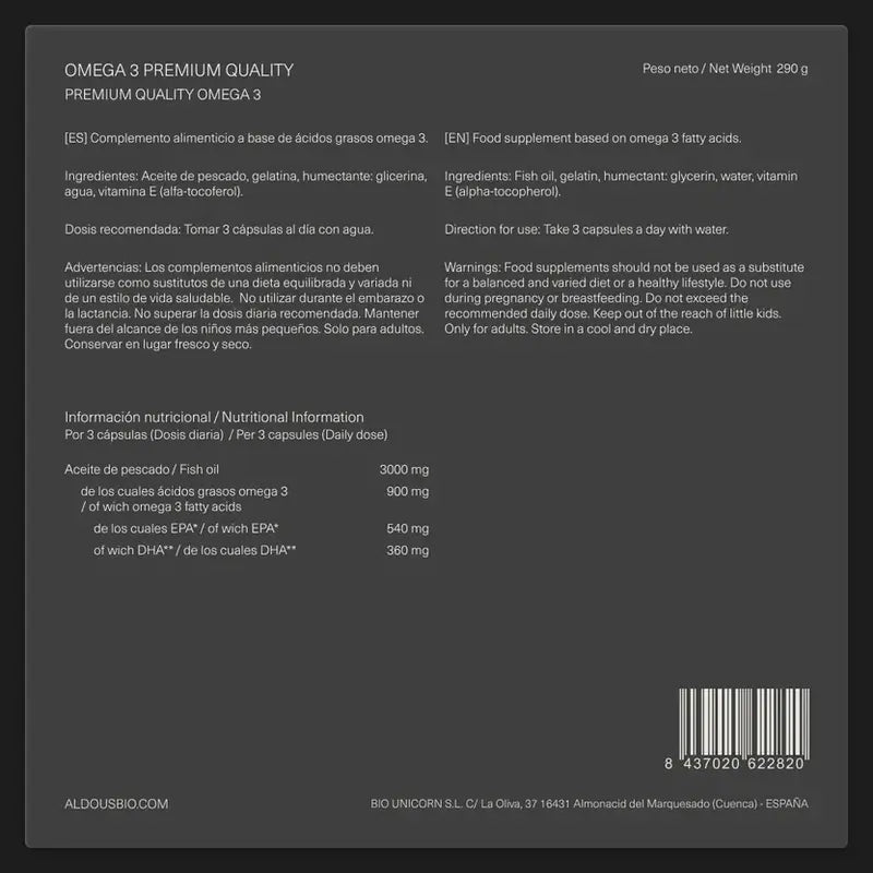 Aldous Bio Omega 3 3000 mg, 210 kapsúl
