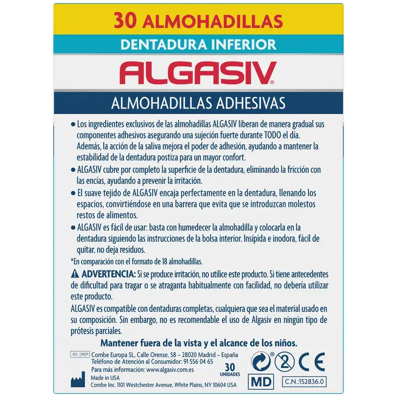 Algasiv – samolepiace podložky pre dolné zubné náhrady, 30 kusov