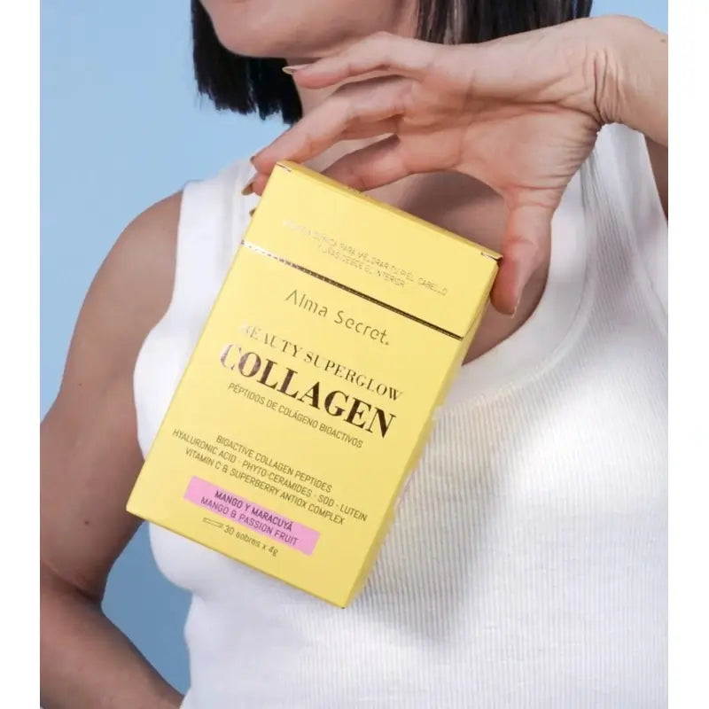Alma Secret Beauty Superglow Collagen s príchuťou manga a marakuje, 30 x 4 g