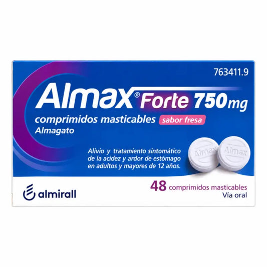 Almax forte 750 mg s príchuťou jahody, 48 žuvacích tabliet