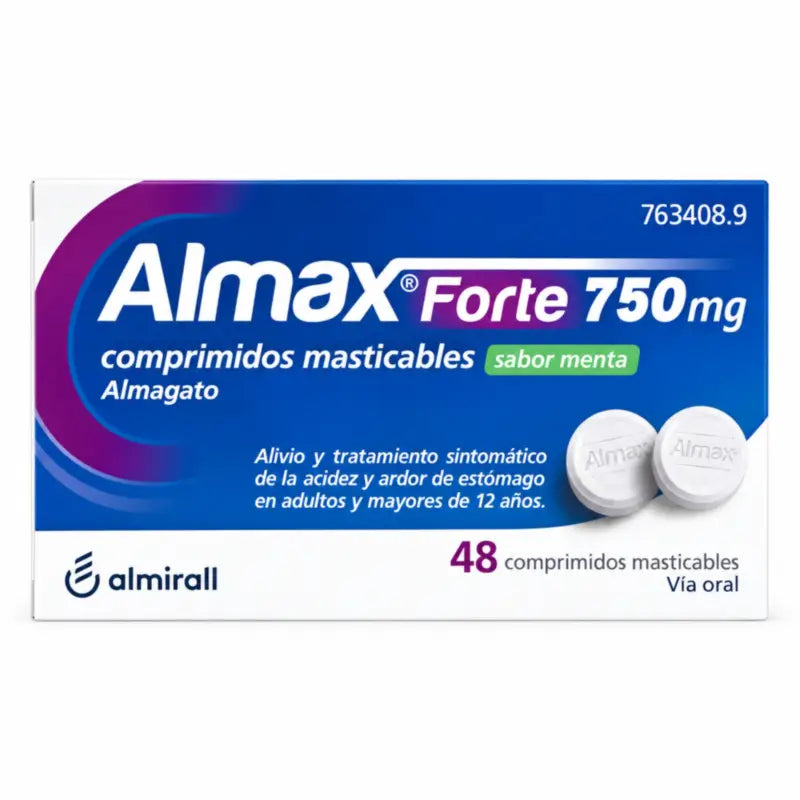 Almax Forte 750 mg s príchuťou mäty, 48 tabliet