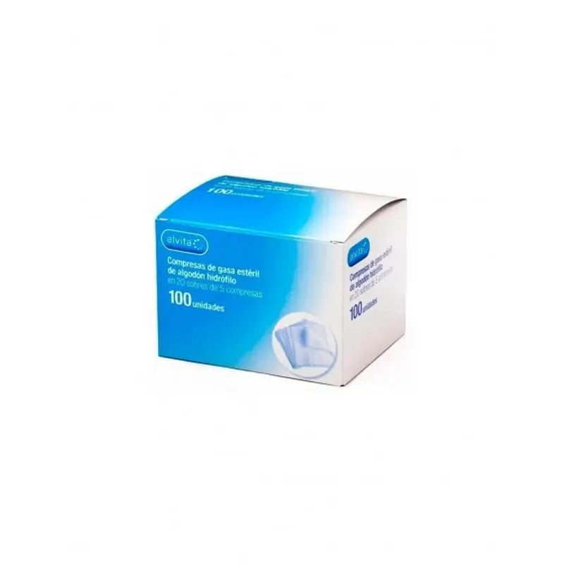 Alvita Sterile Gauze Pads Hydrophilic Cotton Gauze Pads, 100 Units