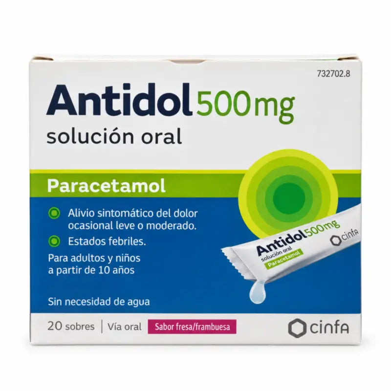 Antidol 500 mg, 20 vrecúšok s perorálnym roztokom, 20 vrecúšok s perorálnym roztokom po 5 ml