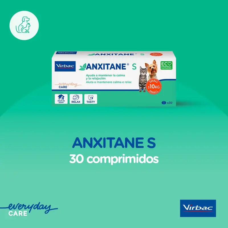 Virbac Anxitane S, 30 upokojujúcich tabliet pre mačky a psov s hmotnosťou 0 – 10 kg