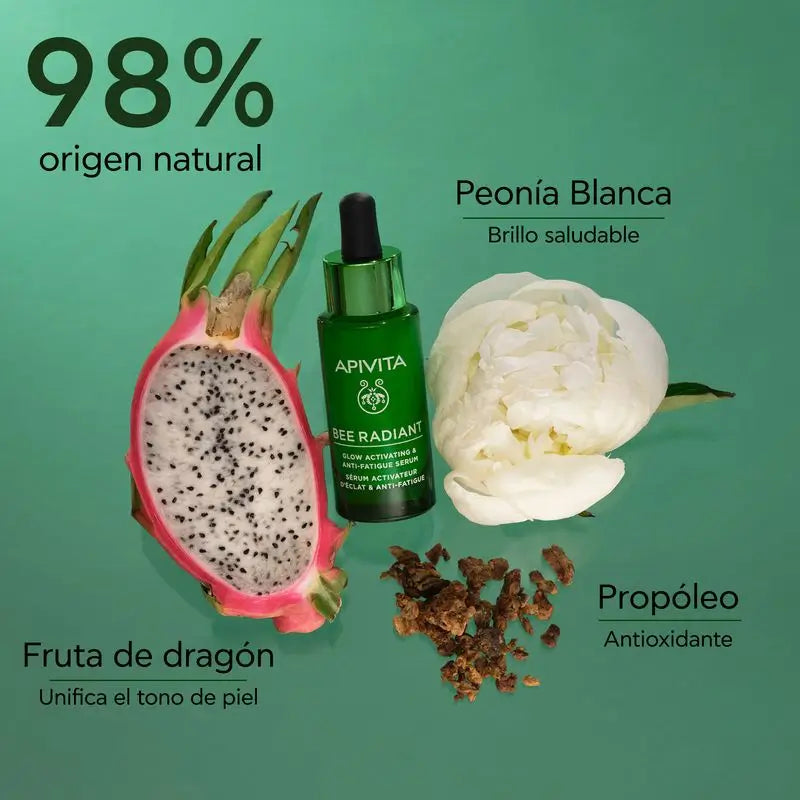 APIVITA Bee Radiant – sérum pre žiarivú pleť a proti únave s bielou pivóniou a patentovaným propolisom