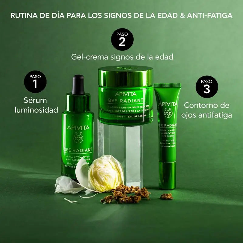 APIVITA Bee Radiant – sérum pre žiarivú pleť a proti únave s bielou pivóniou a patentovaným propolisom