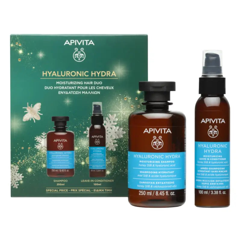 Apivita Sada Hyaluronic Hydra Šampón + Kondicionér bez oplachovania, 250 + 100 ml