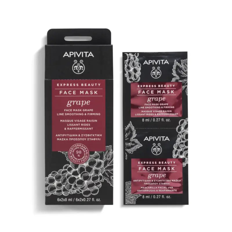 Apivita Express Beauty Pleťová maska z hrozna – proti vráskam, 2x8 ml