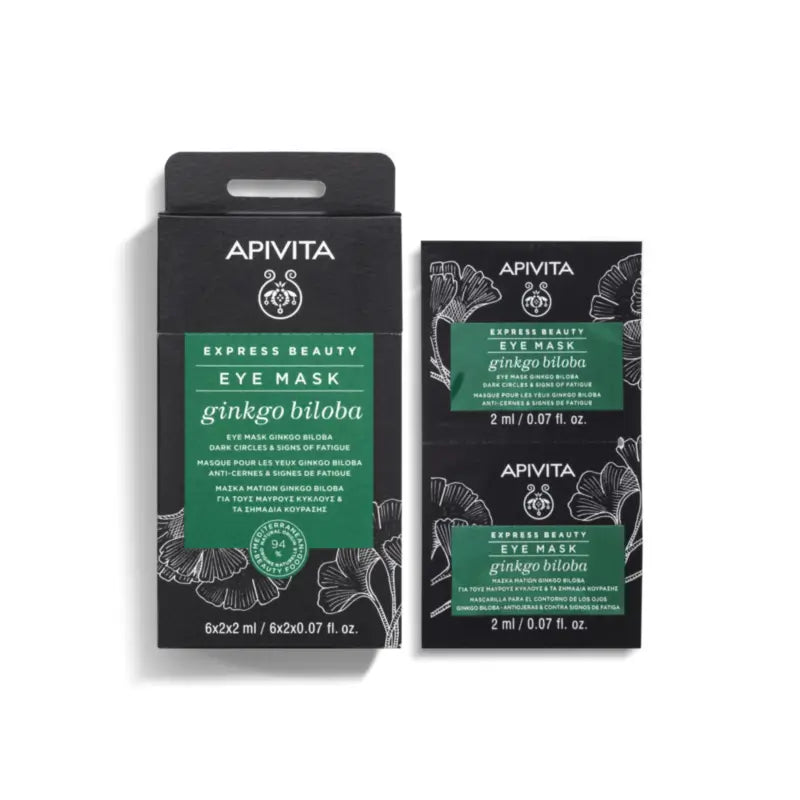 Apivita Express Beauty Maska na oblasť okolo očí s ginkgo bilobou, 2x2 ml