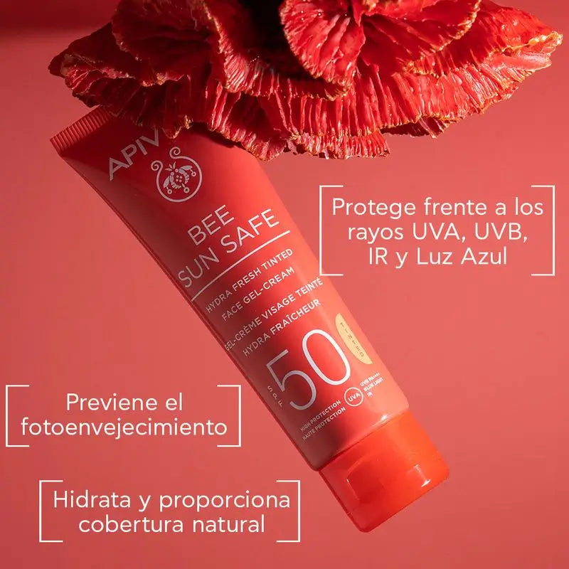 APIVITA Hydra Fresh tónovaný gél-krém s ochranným faktorom SPF 50, 50 ml