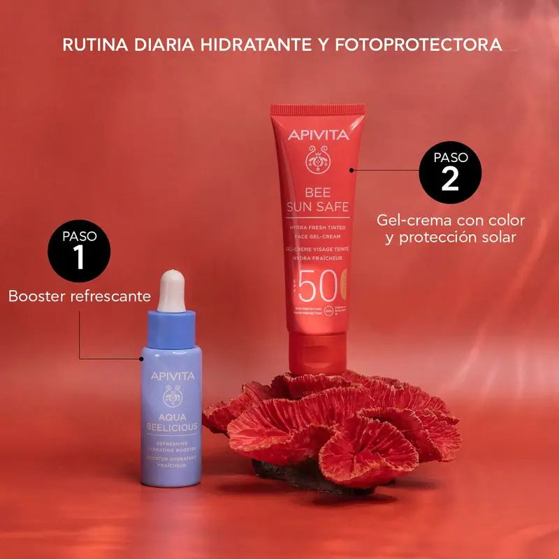 APIVITA Hydra Fresh tónovaný gél-krém s ochranným faktorom SPF 50, 50 ml