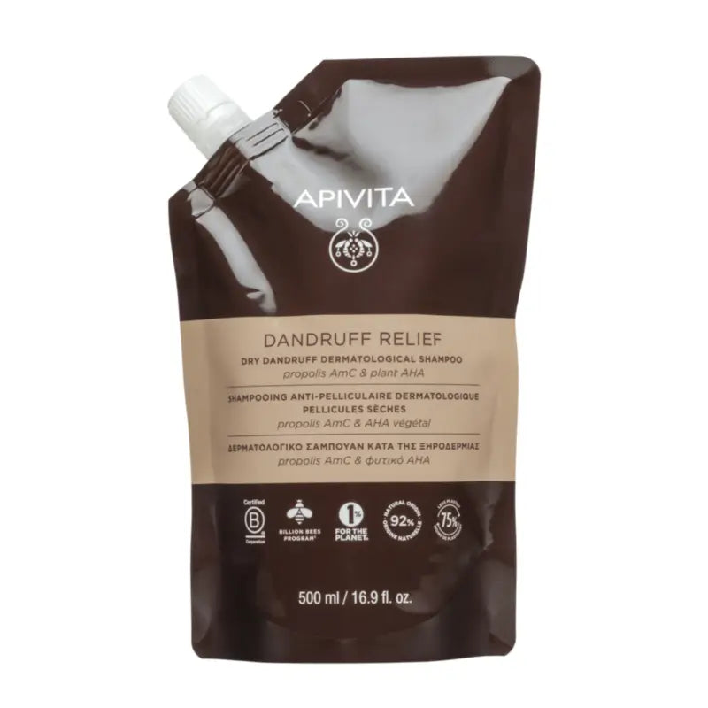 Apivita Refill – dermatologický šampón proti suchým lupinám, 500 ml