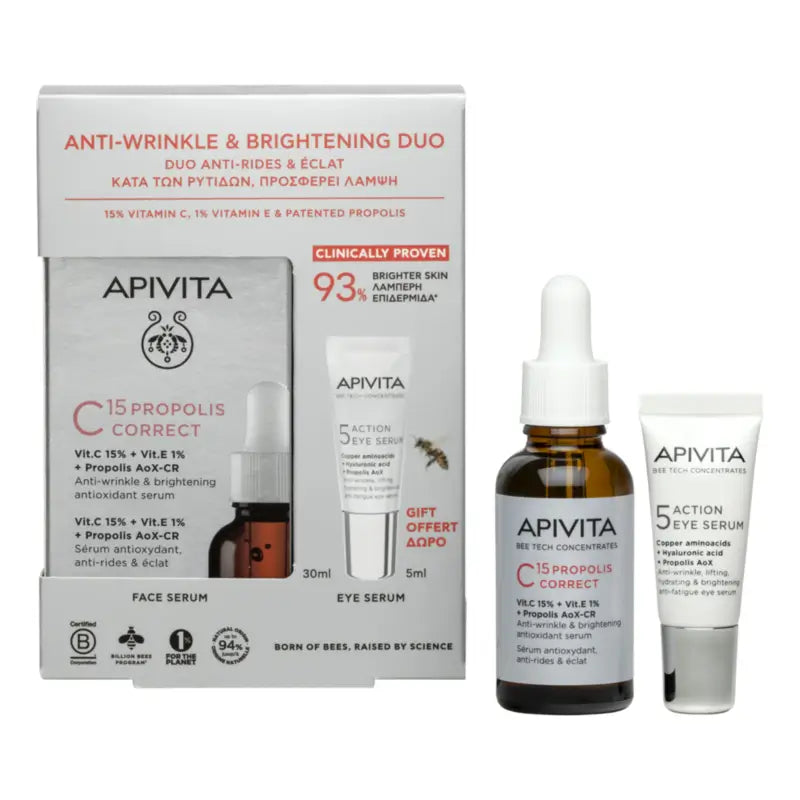 Apivita Korekčné sérum C15 s propolisom 30 ml + 5 Action Eye Serum 5 ml