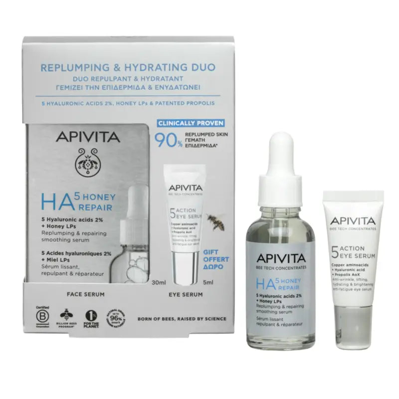 Apivita Regeneračné sérum Ha5 s medom 30 ml + 5 Action Eye Serum 5 ml,
