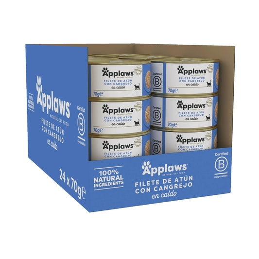 Applaws Cat – konzerva s tuniakom a krabom, 24 × 70 g