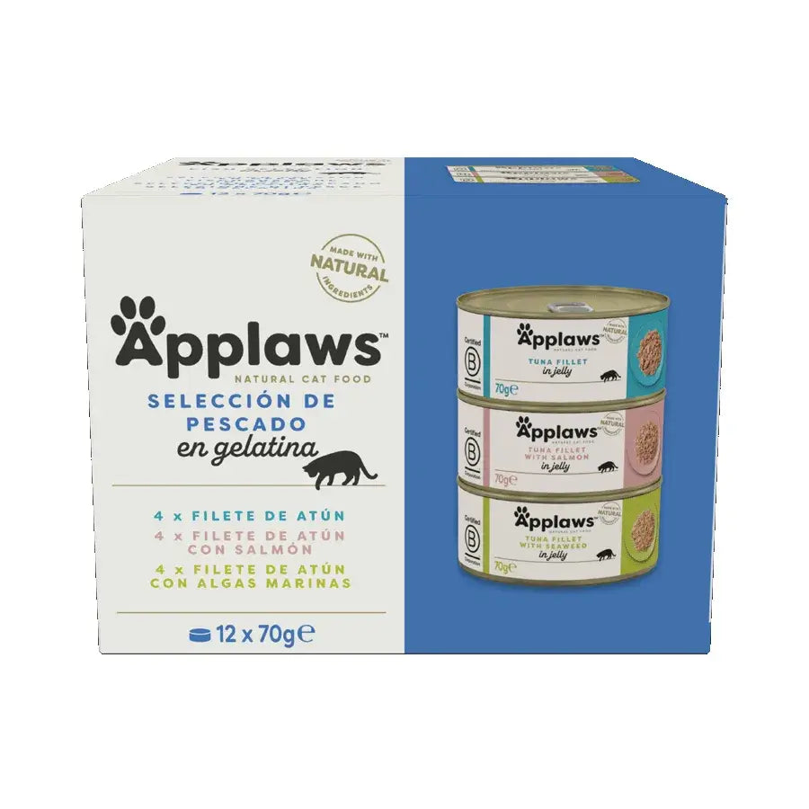 Applaws Cat – konzerva Selec s rybou v želatíne, zmiešaná, 12 × 70 g 