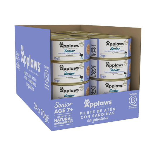 Applaws Cat Senior – konzerva s tuniakom a sardinami, 24 × 70 g