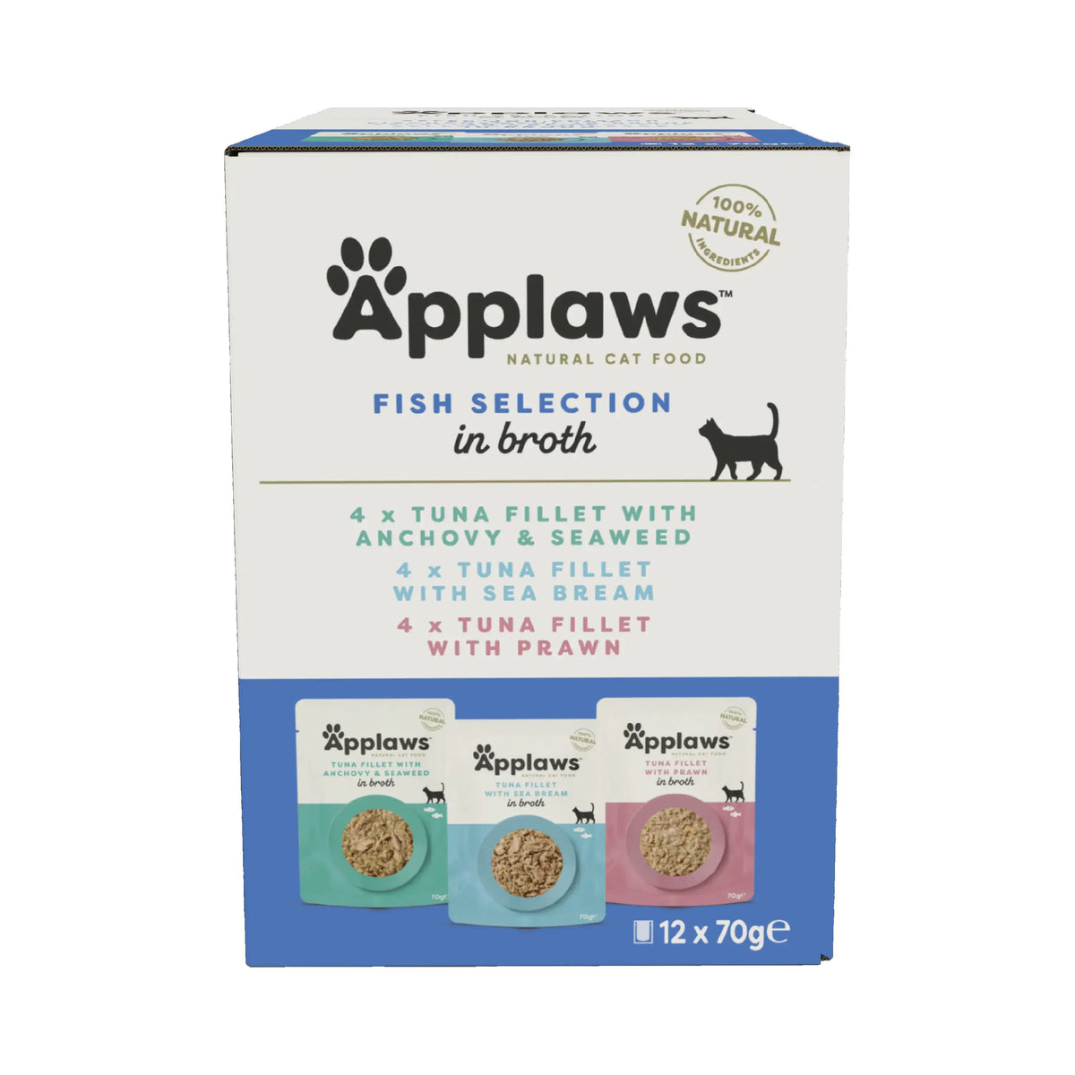 Applaws Cat – konzervy s rybím vývarom, multipack 12 × 70