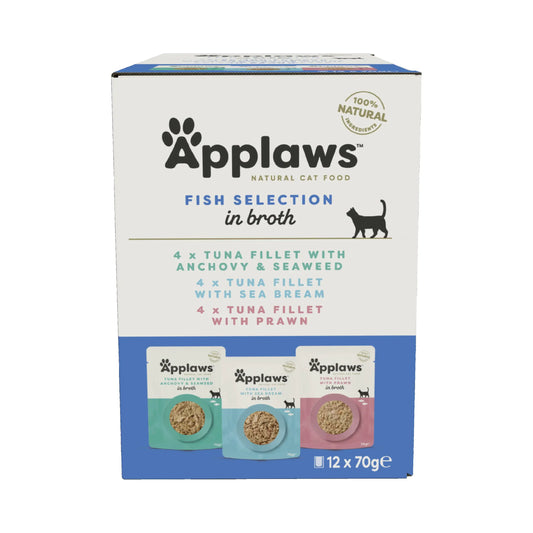 Applaws Cat – konzervy s rybím vývarom, multipack 12 × 70