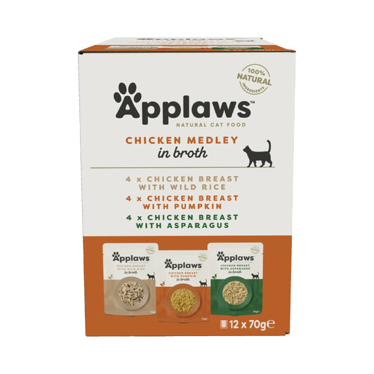 Applaws Cat – kurací vývar v sáčkoch, multipack 12 × 70 