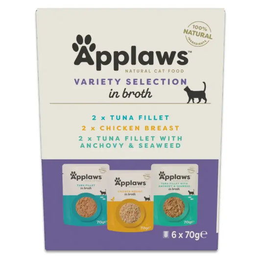 Applaws Cat Výber – Tuniak a kuracie mäso v želatíne, 6x70 g