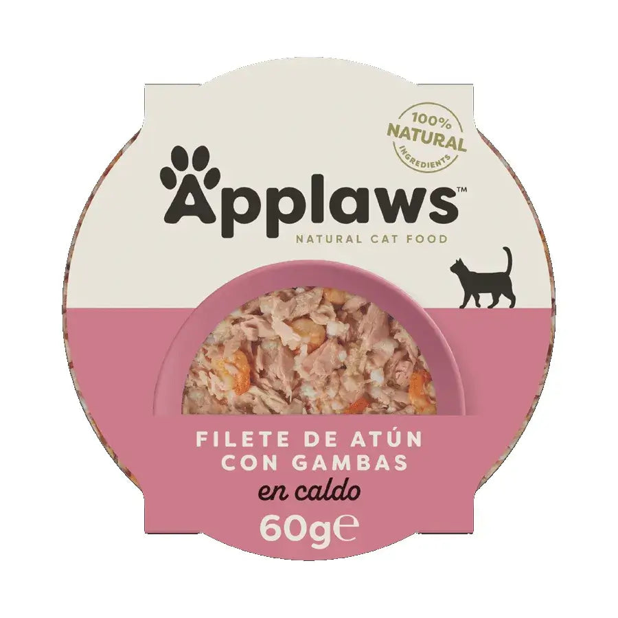 Applaws Cat – konzerva s filetami z tuniaka a krevietami, 10 × 60 g