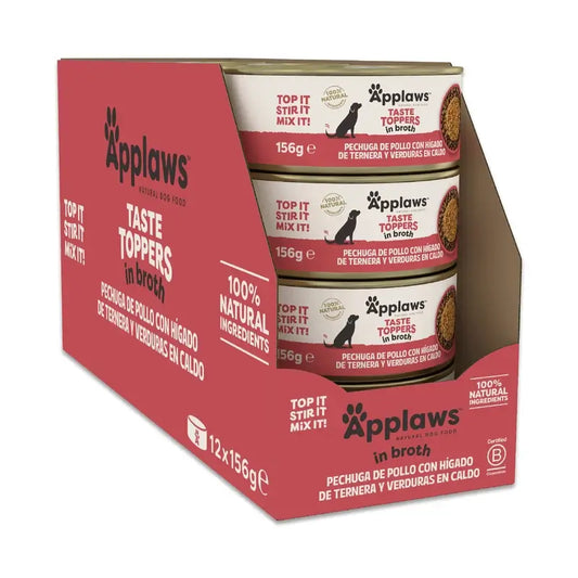Applaws Dog – konzerva Toper s kuracím mäsom, figami a zeleným vývarom, 12 × 156 g