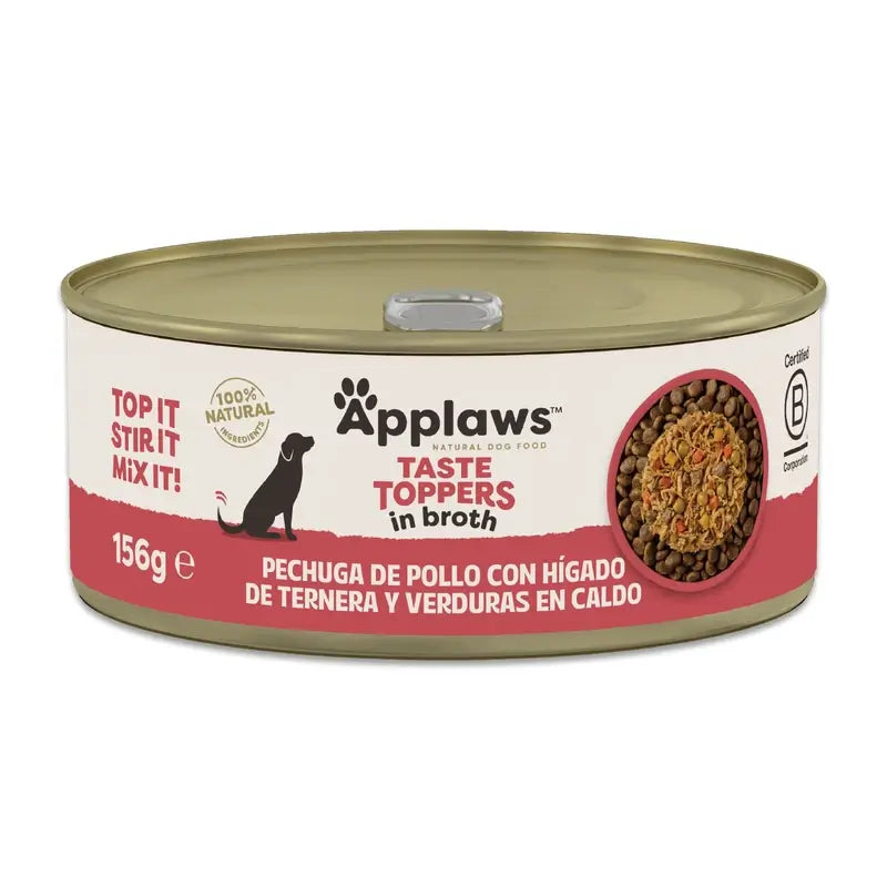 Applaws Dog – konzerva Toper s kuracím mäsom, figami a zeleným vývarom, 12 × 156 g
