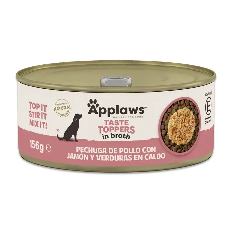 Applaws Dog – konzerva Topper s kuracím mäsom, šunkou, zeleninou a vývarom, 12 × 156 g