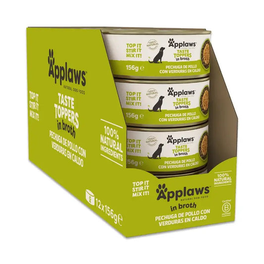 Applaws Dog – konzerva Topper s kuracím mäsom a zeleninou v bujóne, 12 × 156 g