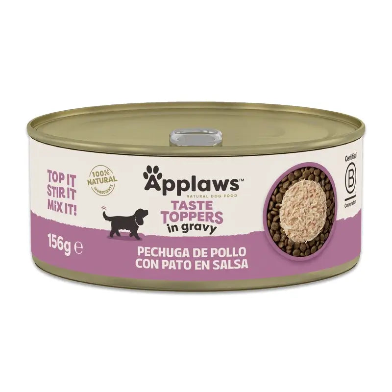 Applaws Dog – konzerva Topper s kuracím mäsom a kačacou omáčkou, 12 × 156 g