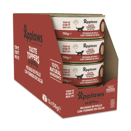 Applaws Dog – konzerva Topper s kuracím a teľacím mäsom v omáčke, 12 × 156 g