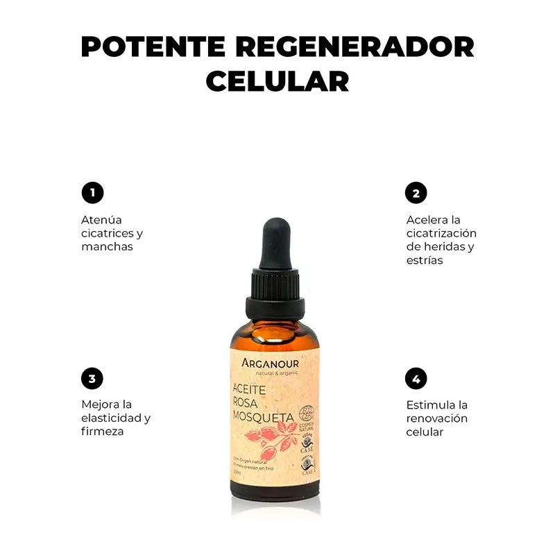 Arganour Rastlinný olej z semien ruže mosqueta, 50 ml