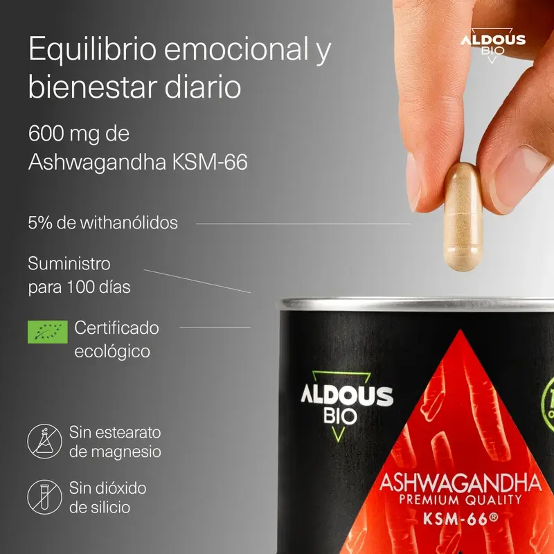 Aldous Ashwagandha Ksm-66 v bio kvalite, 600 mg