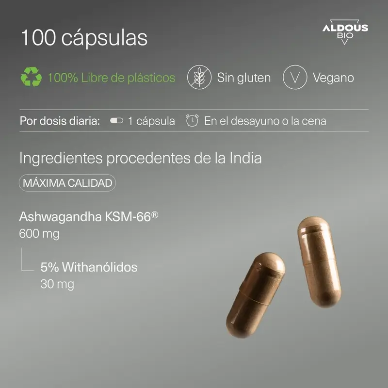 Aldous Ashwagandha Ksm-66 v bio kvalite, 600 mg